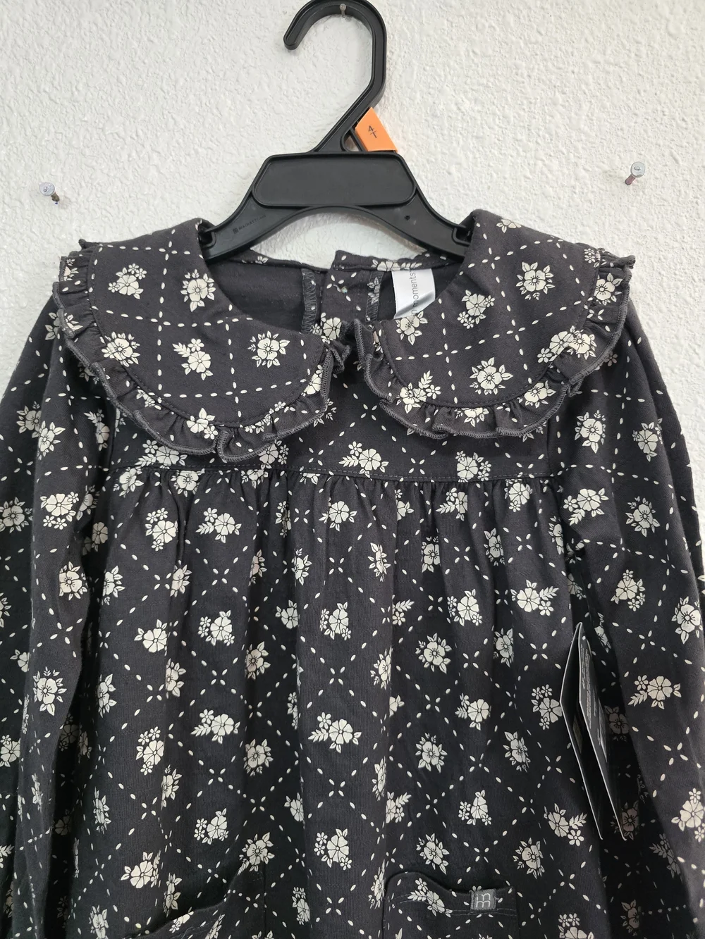 Black Floral Peter Pan Collar Kids Dress
